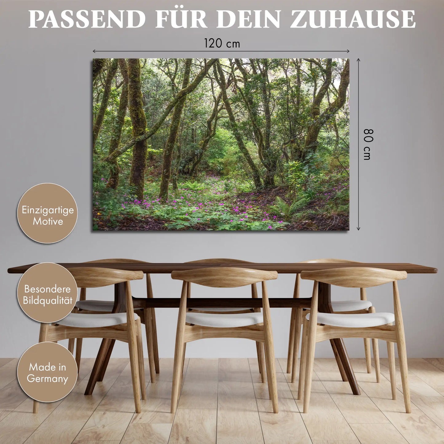 Leinwandbild Urwald mit bunten Blumen auf Madeira
