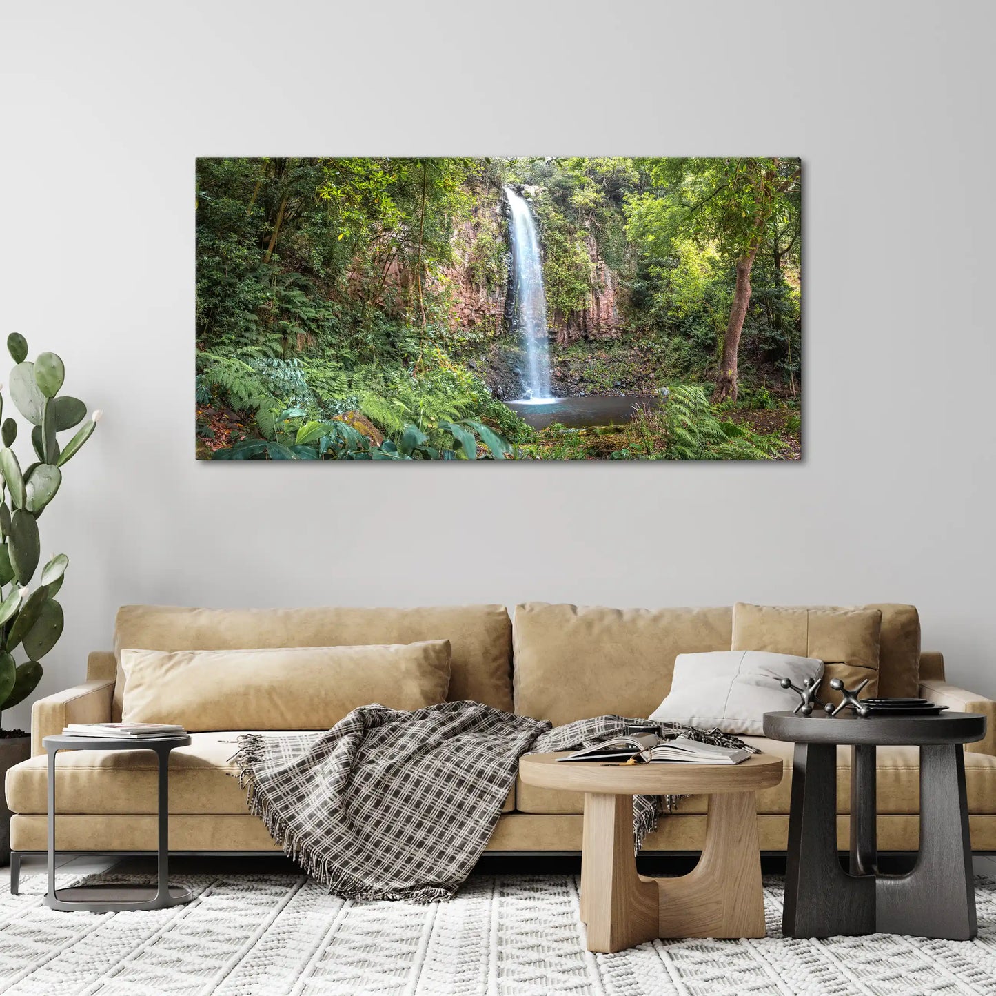 Leinwandbild Wald und Urwald an einem Wasserfall