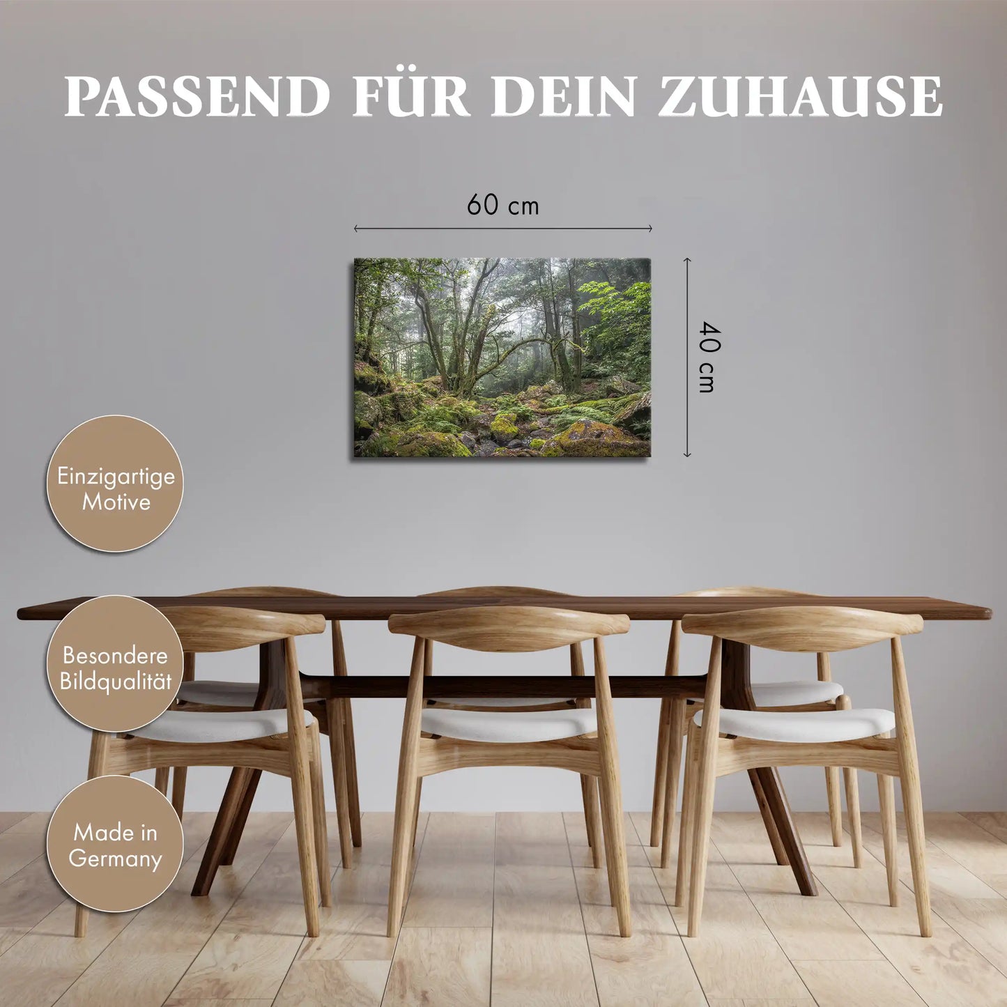 Leinwandbild grüner Wald und Urwald in mystischem Nebel