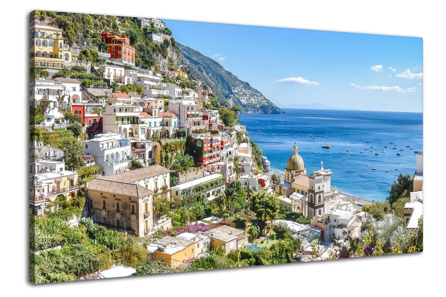 Leinwandbild einer Italienischen Terrassenstadt am Meer an der Amalfiküste
