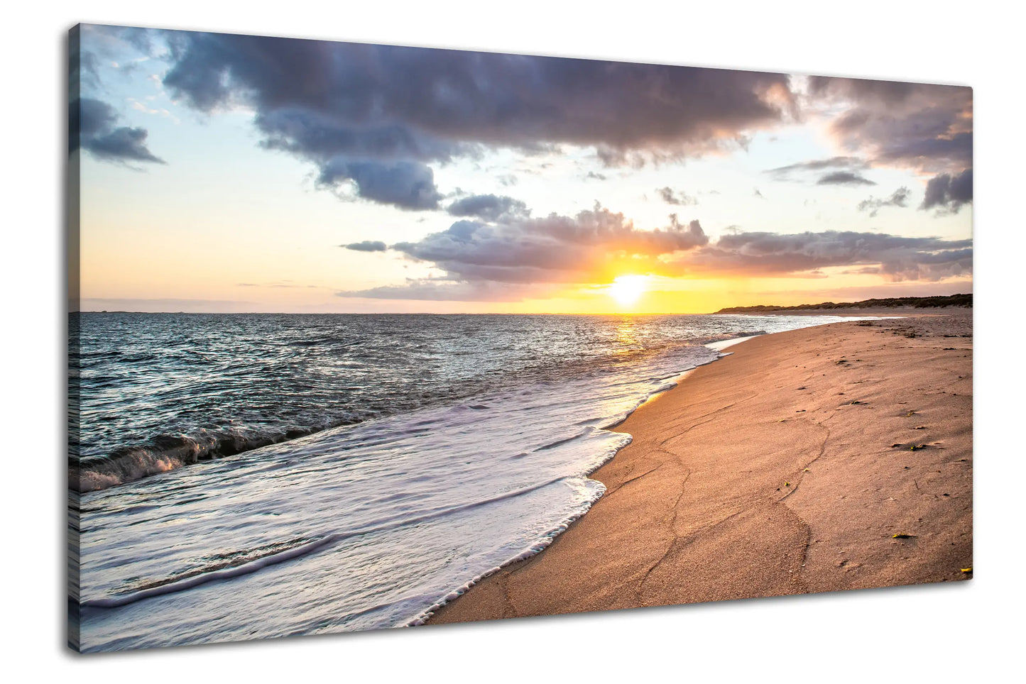 Leinwandbild Strand im Sonnenaufgang am Meer