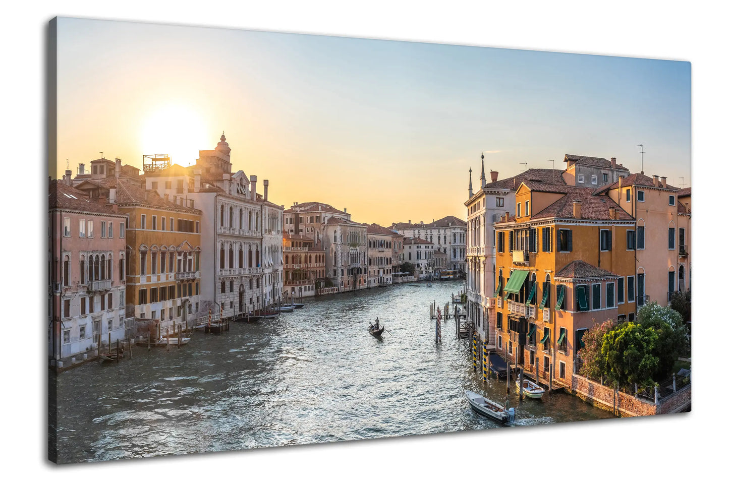 Leinwandbild Sonnenuntergang in Venedig am Kanal mit Altstadt