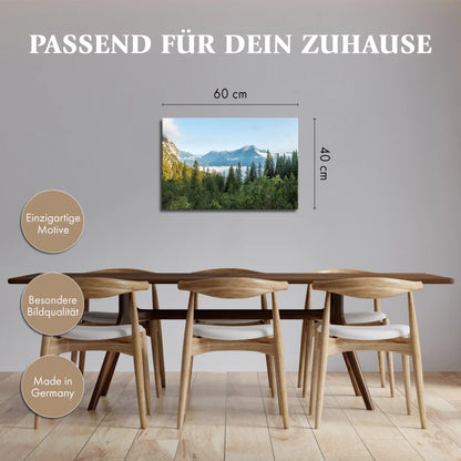 Leinwandbild - Alpenwald im ersten Licht