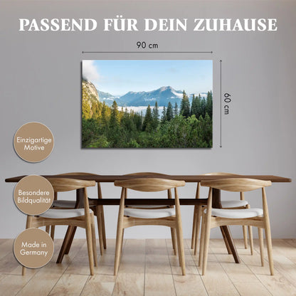 Leinwandbild - Alpenwald im ersten Licht