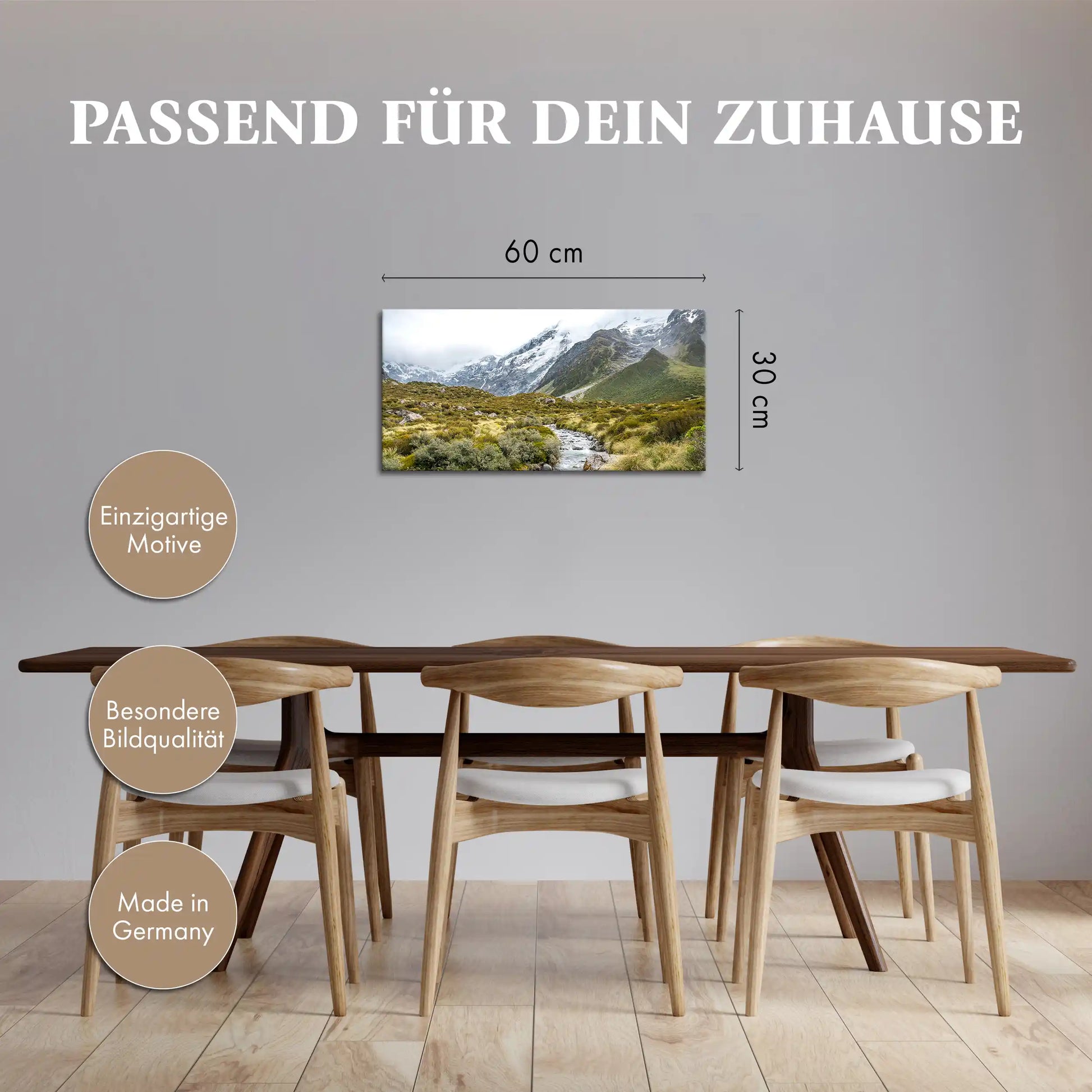 Leinwandbild mit klarem Fluss in den Bergen von Neuseeland