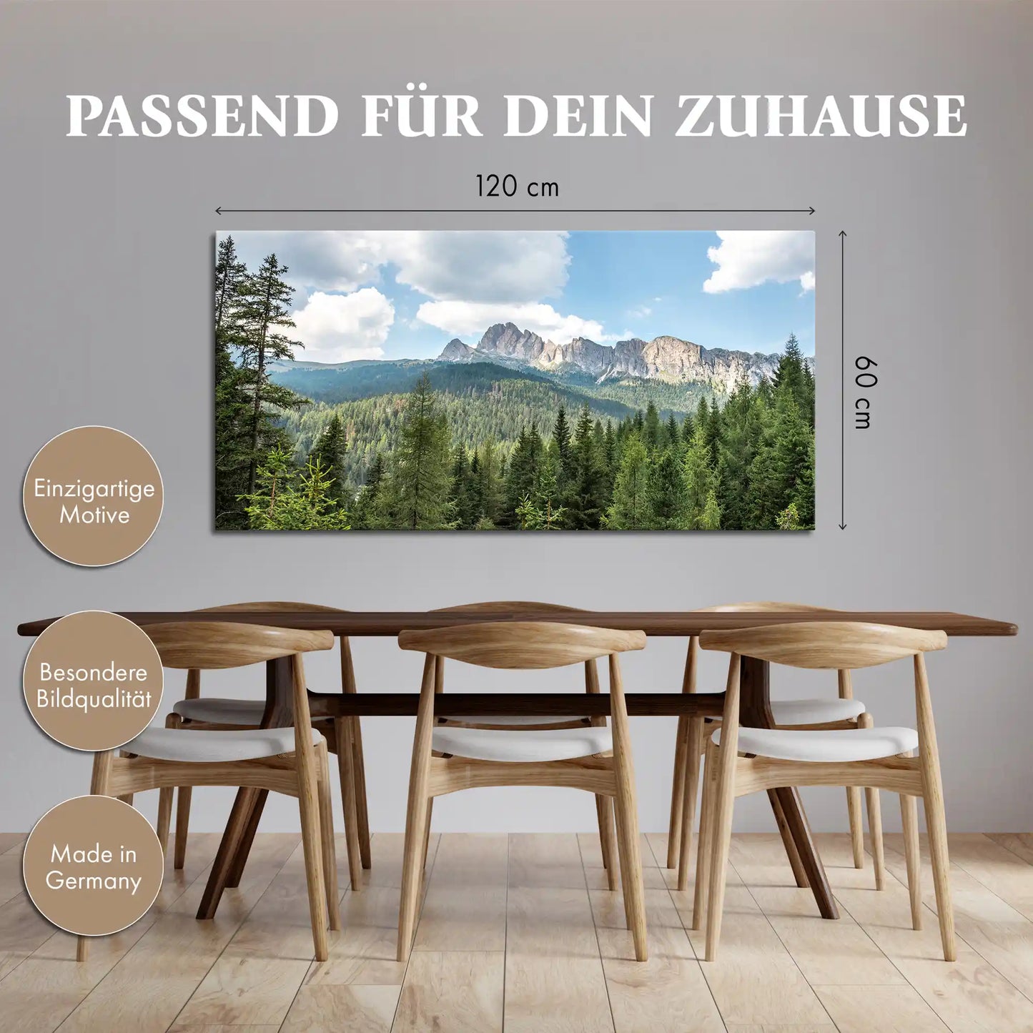 Leinwandbild - Fichtenwald in den Dolomiten