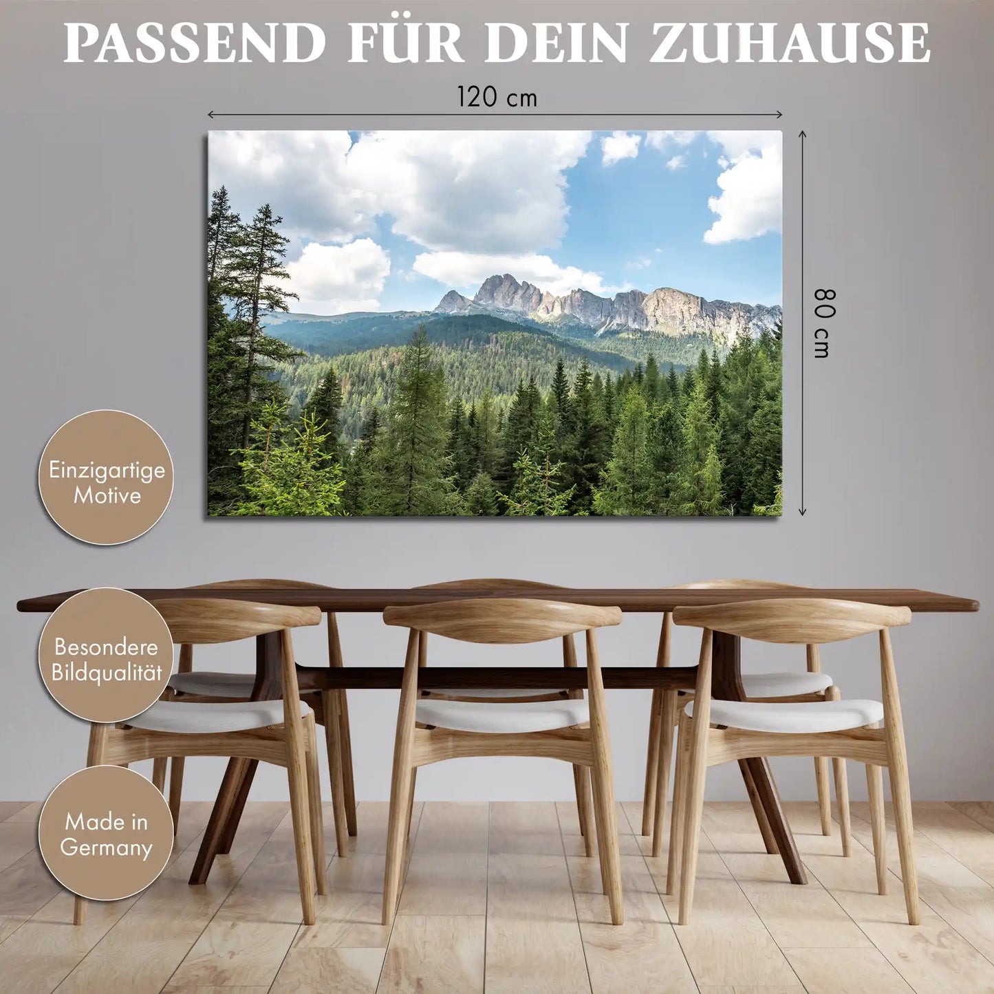 Leinwandbild - Fichtenwald in den Dolomiten