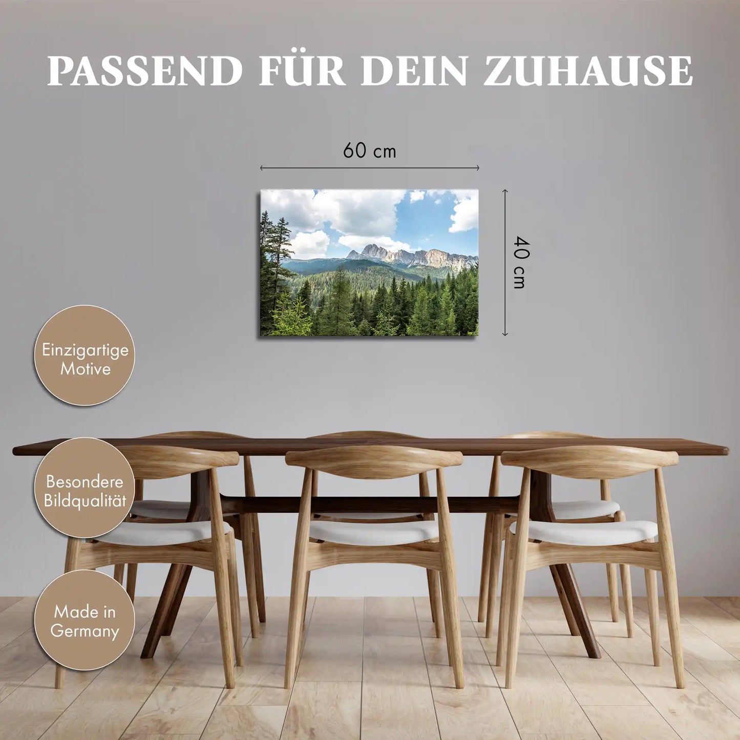 Leinwandbild - Fichtenwald in den Dolomiten