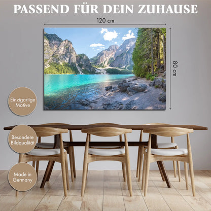 Leinwandbild - Waldufer am Alpensee