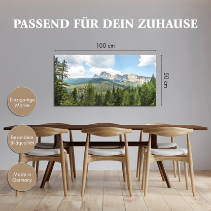 Leinwandbild - Fichtenwald in den Dolomiten