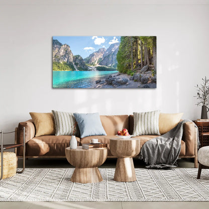 Leinwandbild - Waldufer am Alpensee