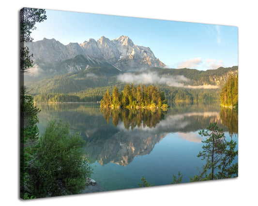 Leinwandbild - Morgenstille am Eibsee