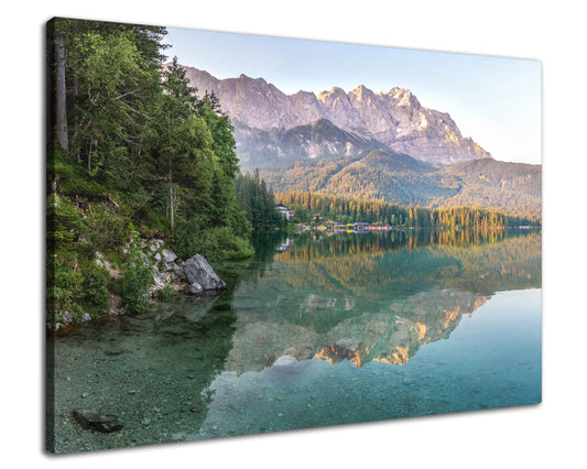 Leinwandbild - Morgenlichter am Eibsee