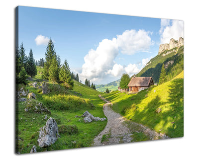 Leinwandbild - Idyllische Berghütte