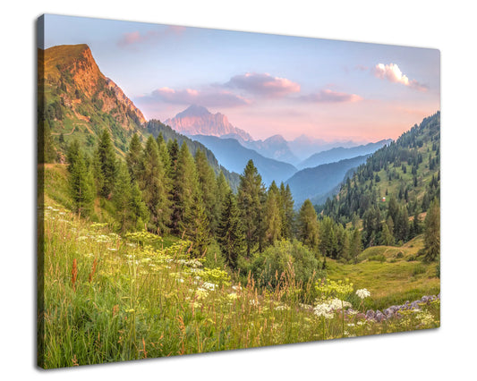 Leinwandbild - Sommerabend in den Alpen