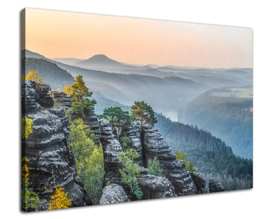 Leinwandbild - Sonnenaufgang im Elbtal