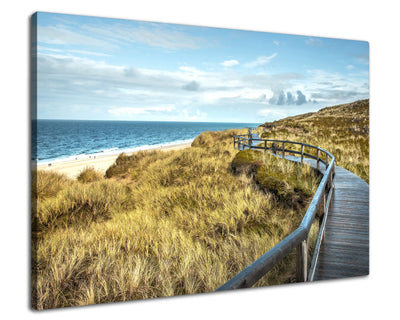 Leinwandbild - Holzsteg zur Nordsee