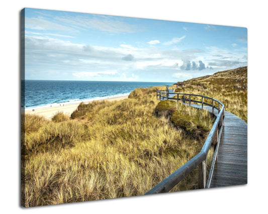 Leinwandbild - Holzsteg zur Nordsee