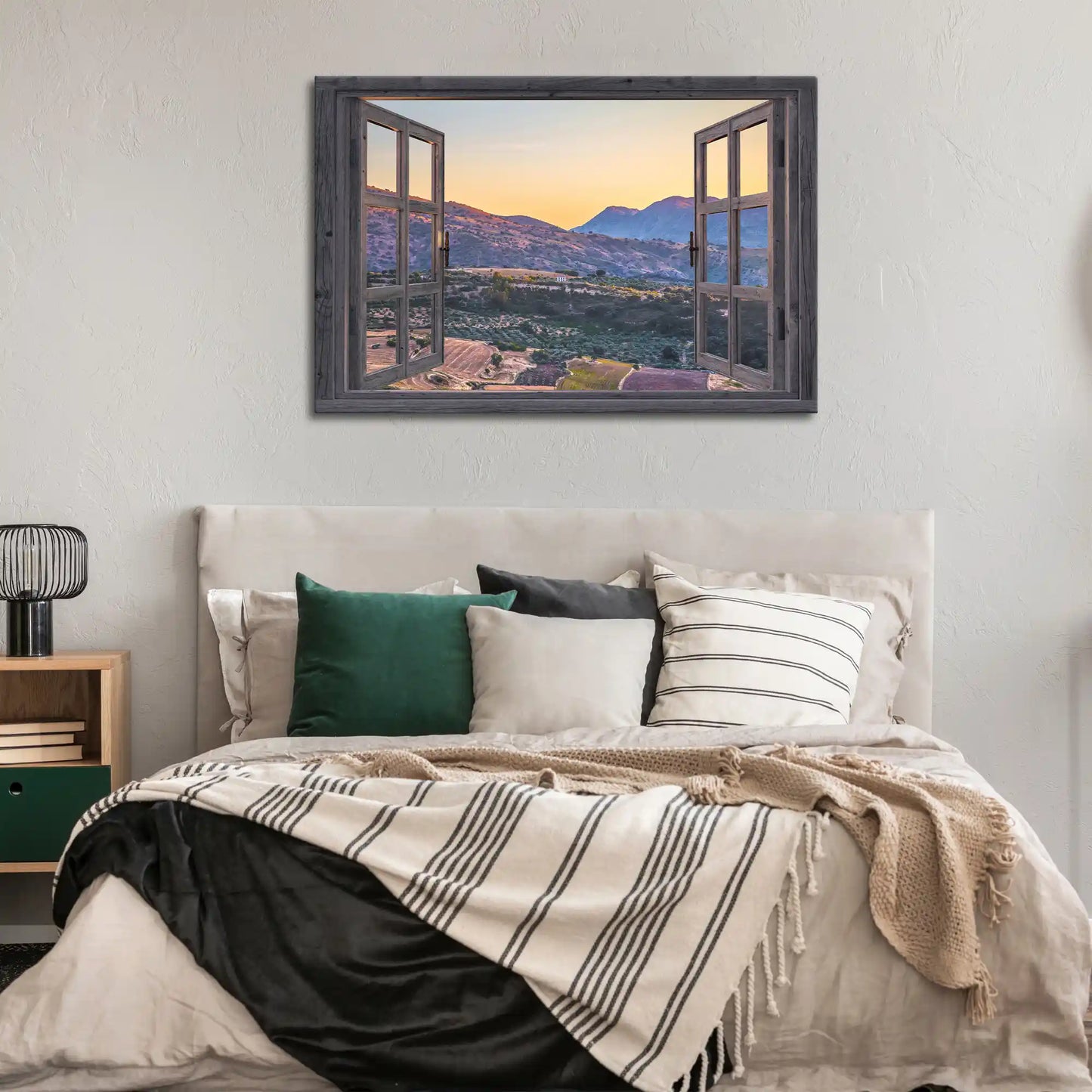 Leinwandbild - Fensterblick auf Andalusische Felder