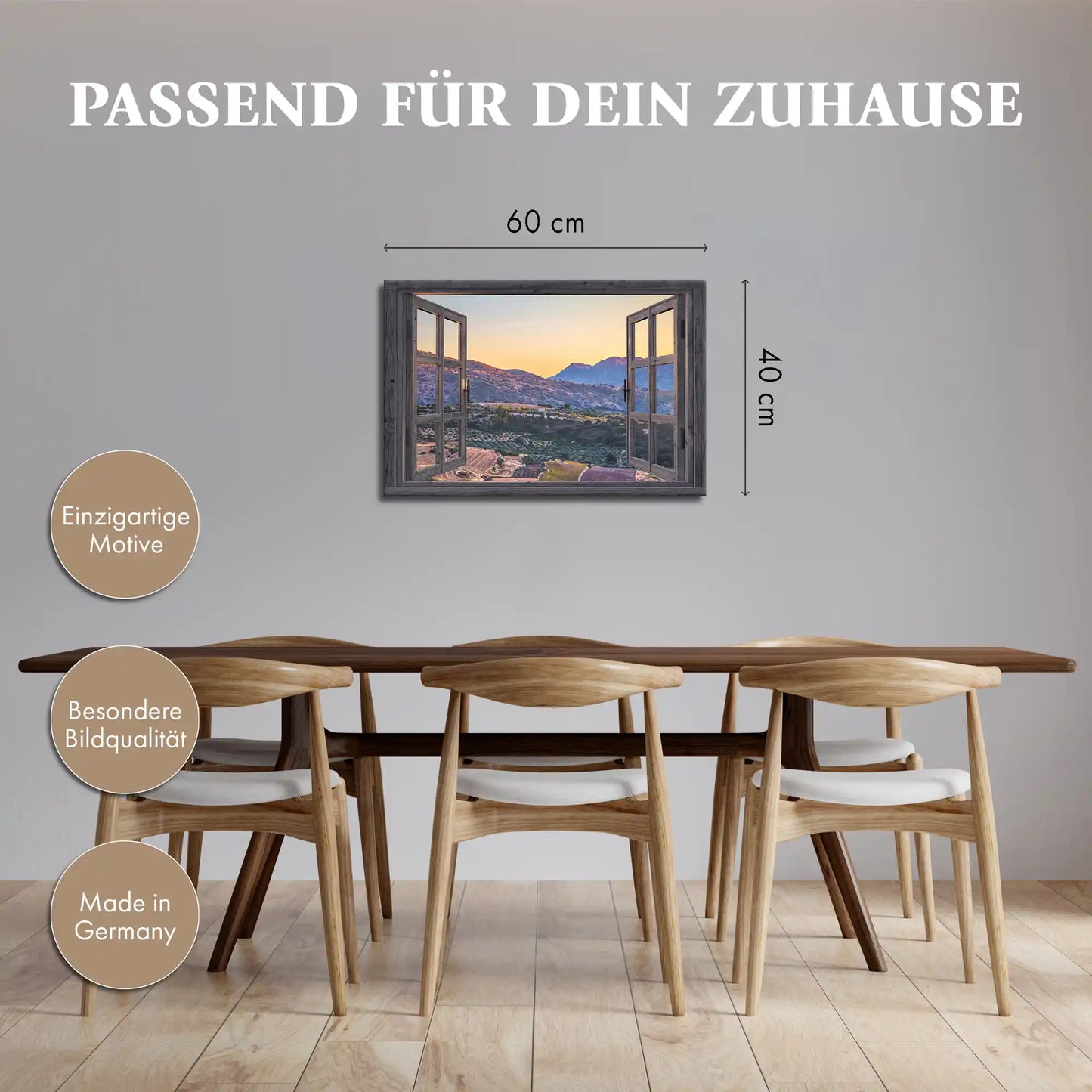 Leinwandbild - Fensterblick auf Andalusische Felder