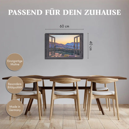 Leinwandbild - Fensterblick auf Andalusische Felder