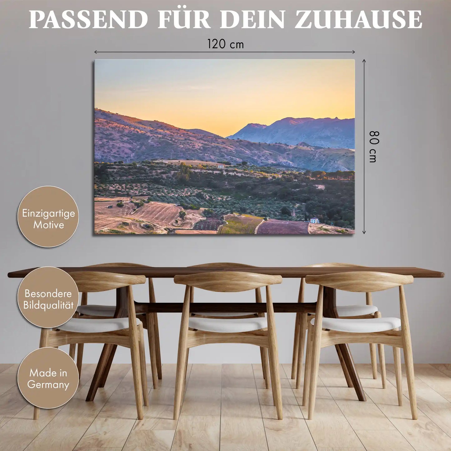 Leinwandbild - Dämmerung über den Feldern