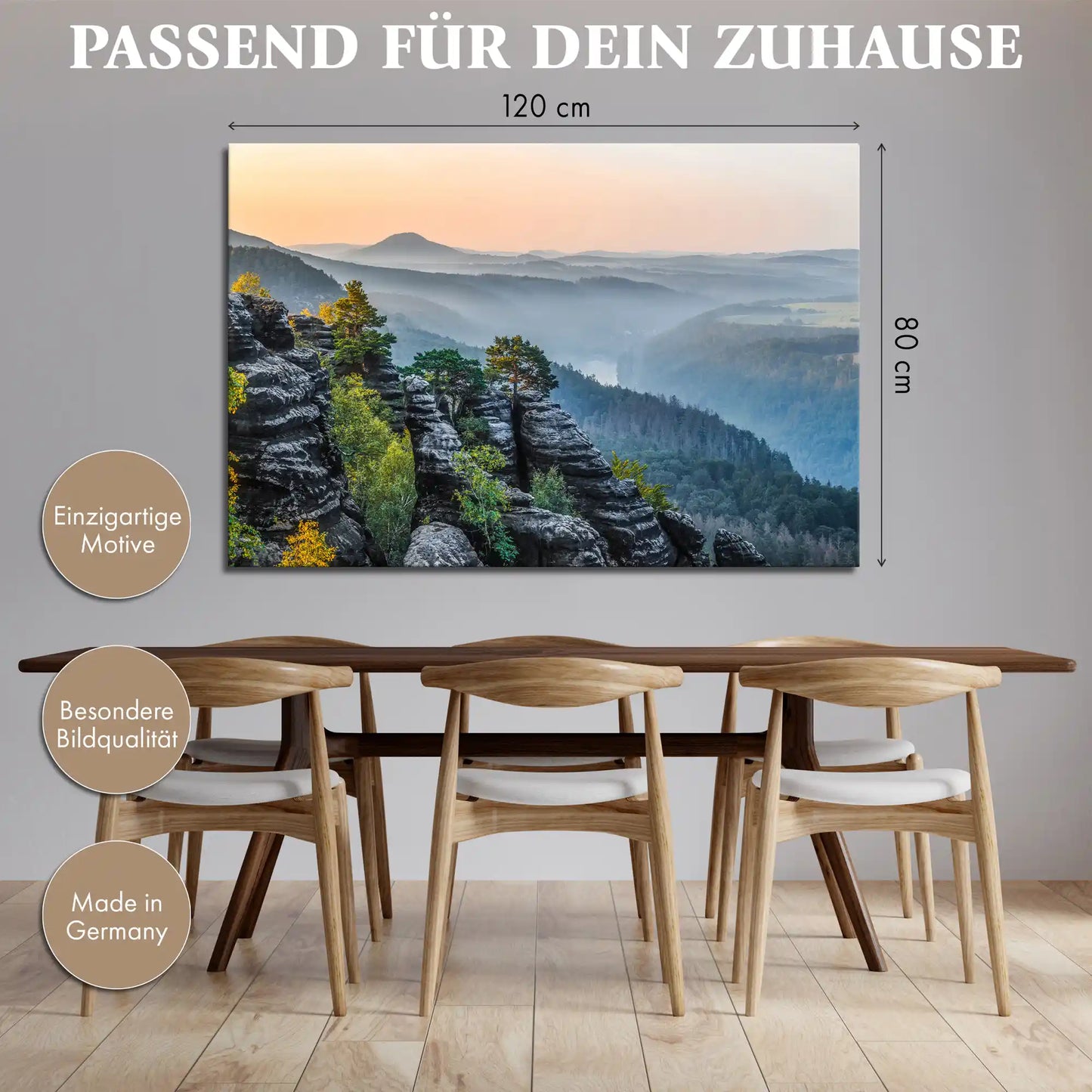 Leinwandbild - Sonnenaufgang im Elbtal