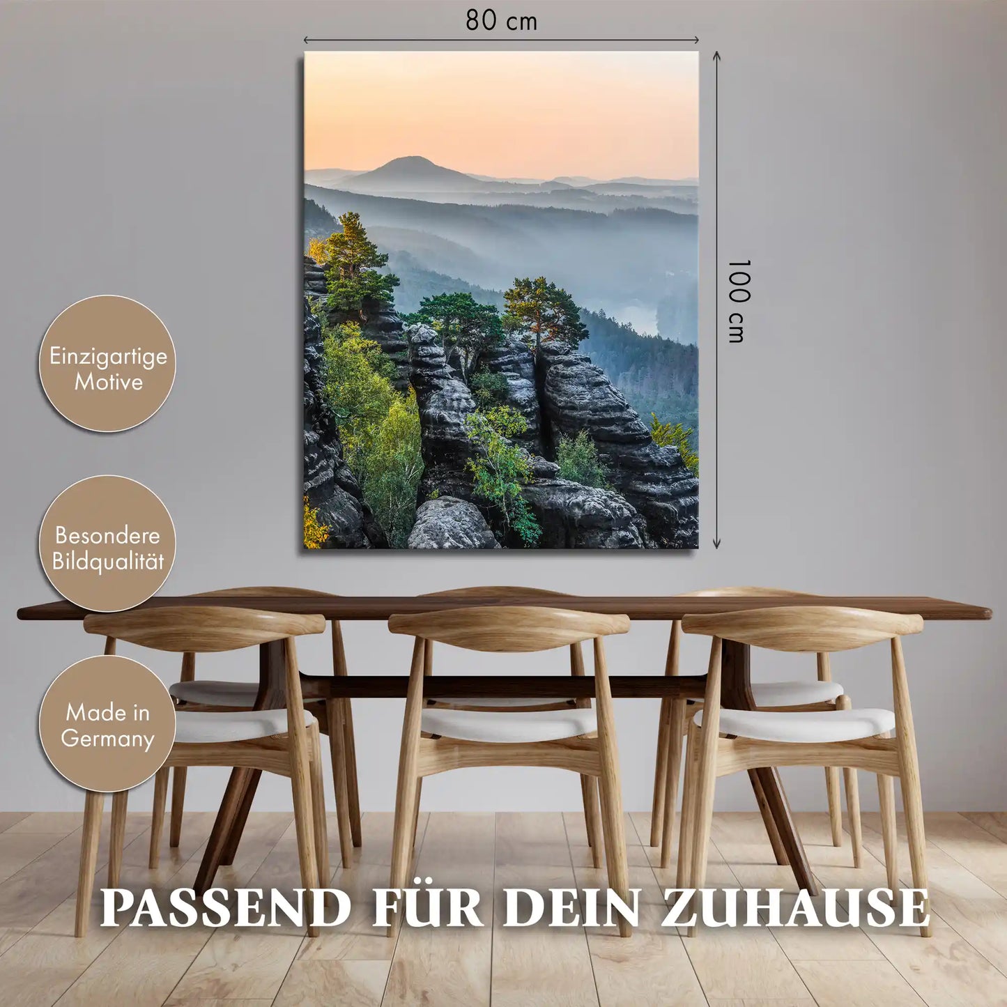 Leinwandbild - Sonnenaufgang im Elbtal