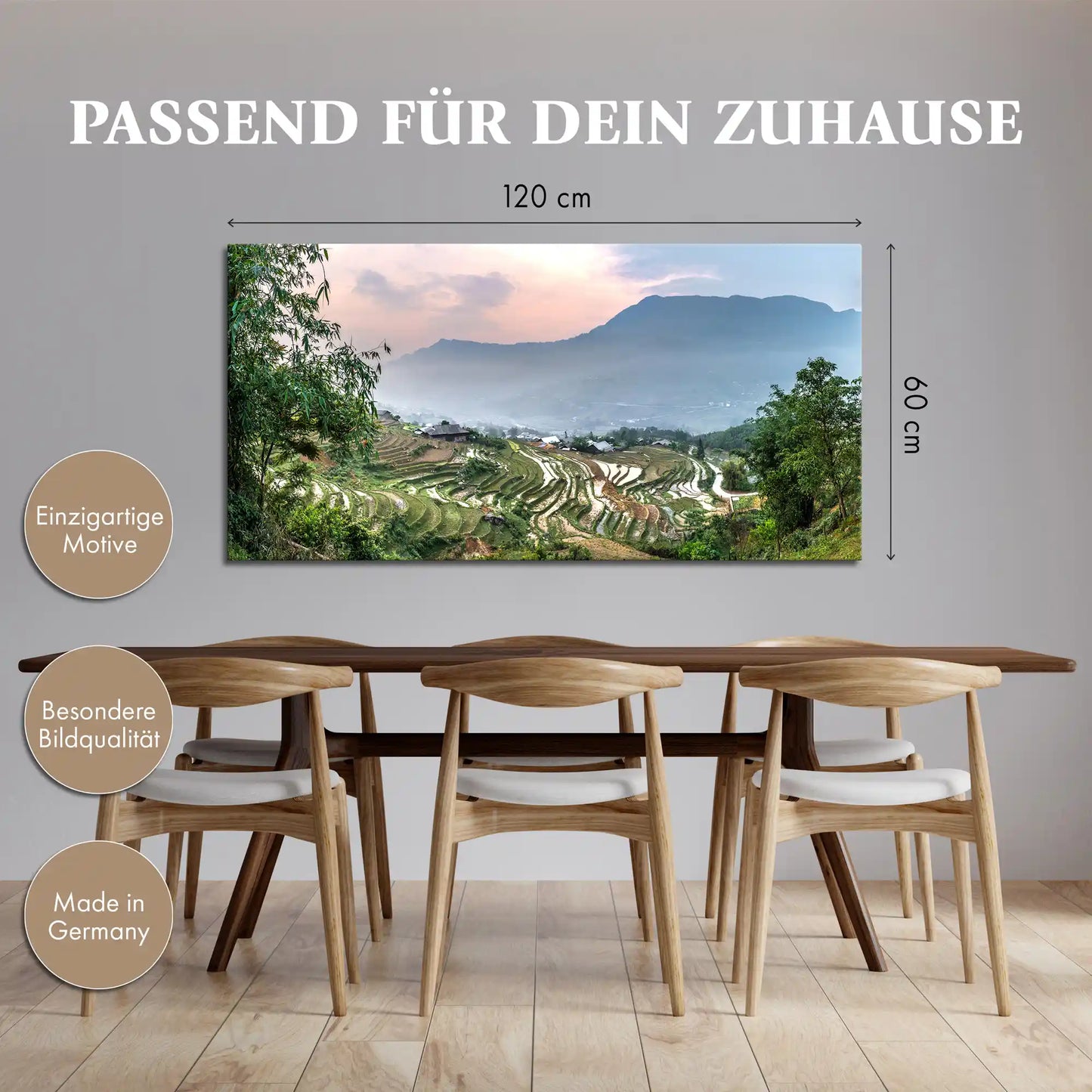 Leinwandbild - Reisterrassen im Abendlicht
