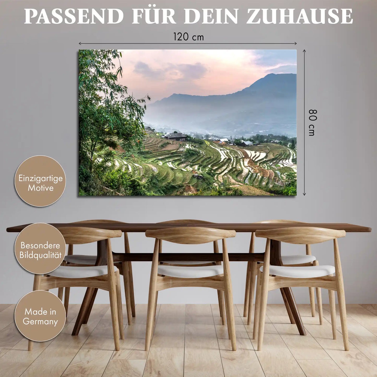 Leinwandbild - Reisterrassen im Abendlicht