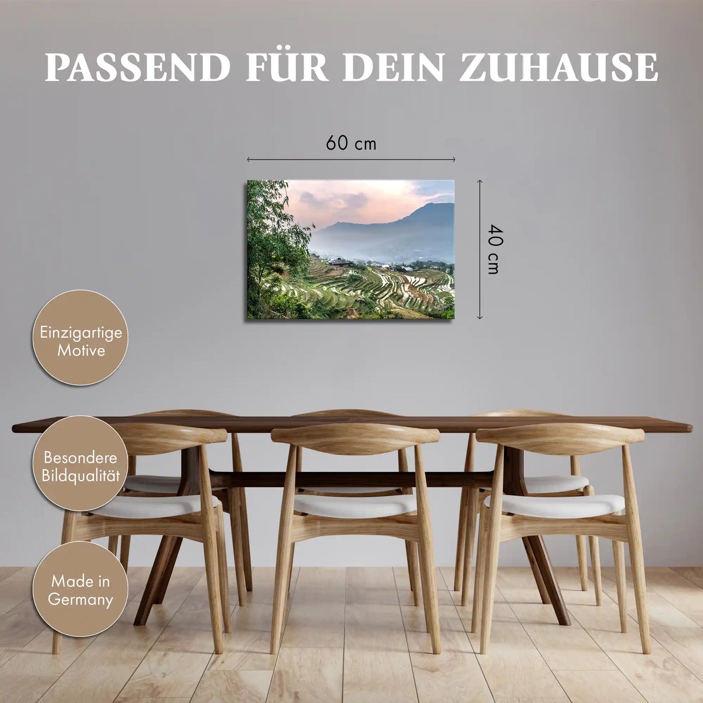Leinwandbild - Reisterrassen im Abendlicht