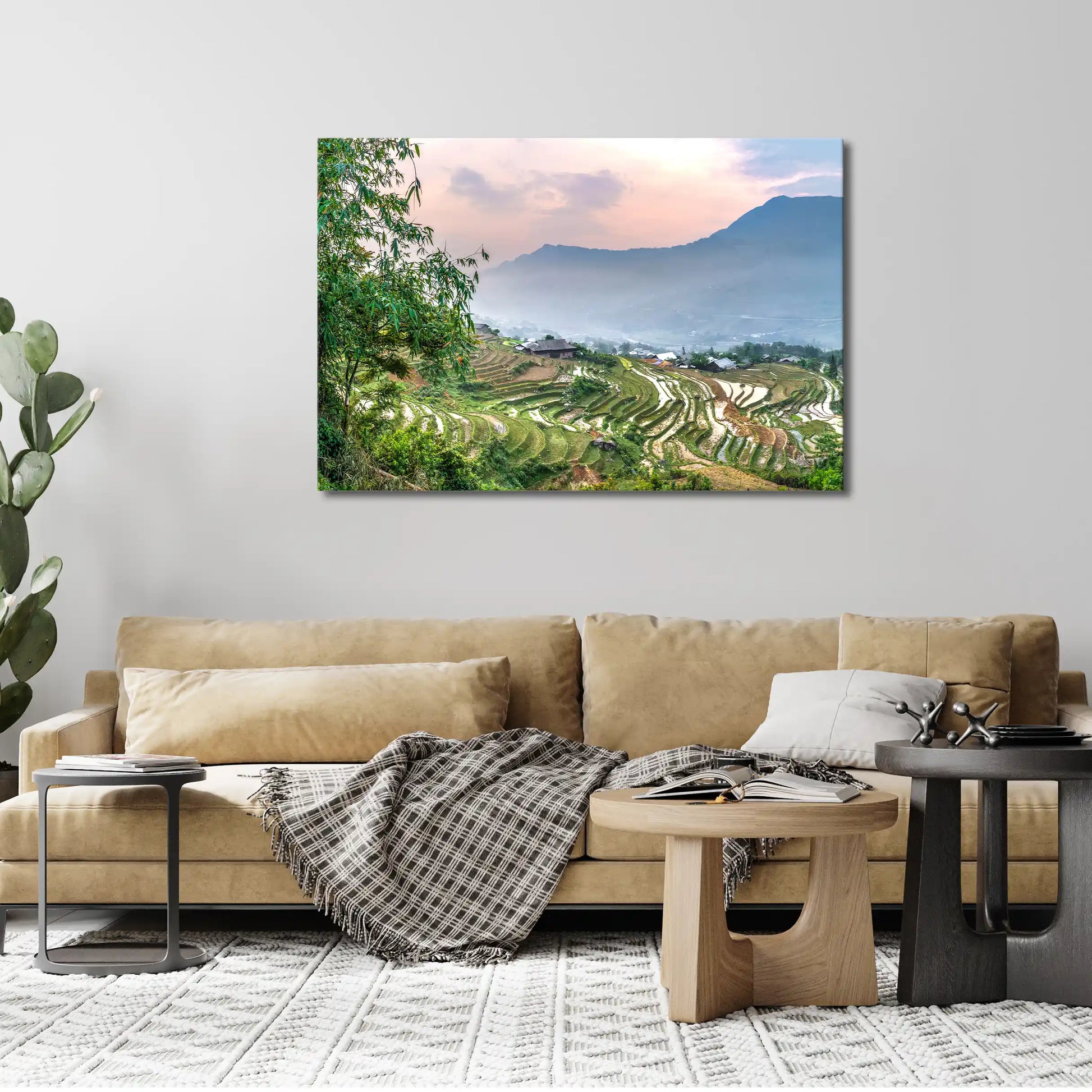 Leinwandbild Reisfelder bei Sapa in Vietnam bei Abendstimmung