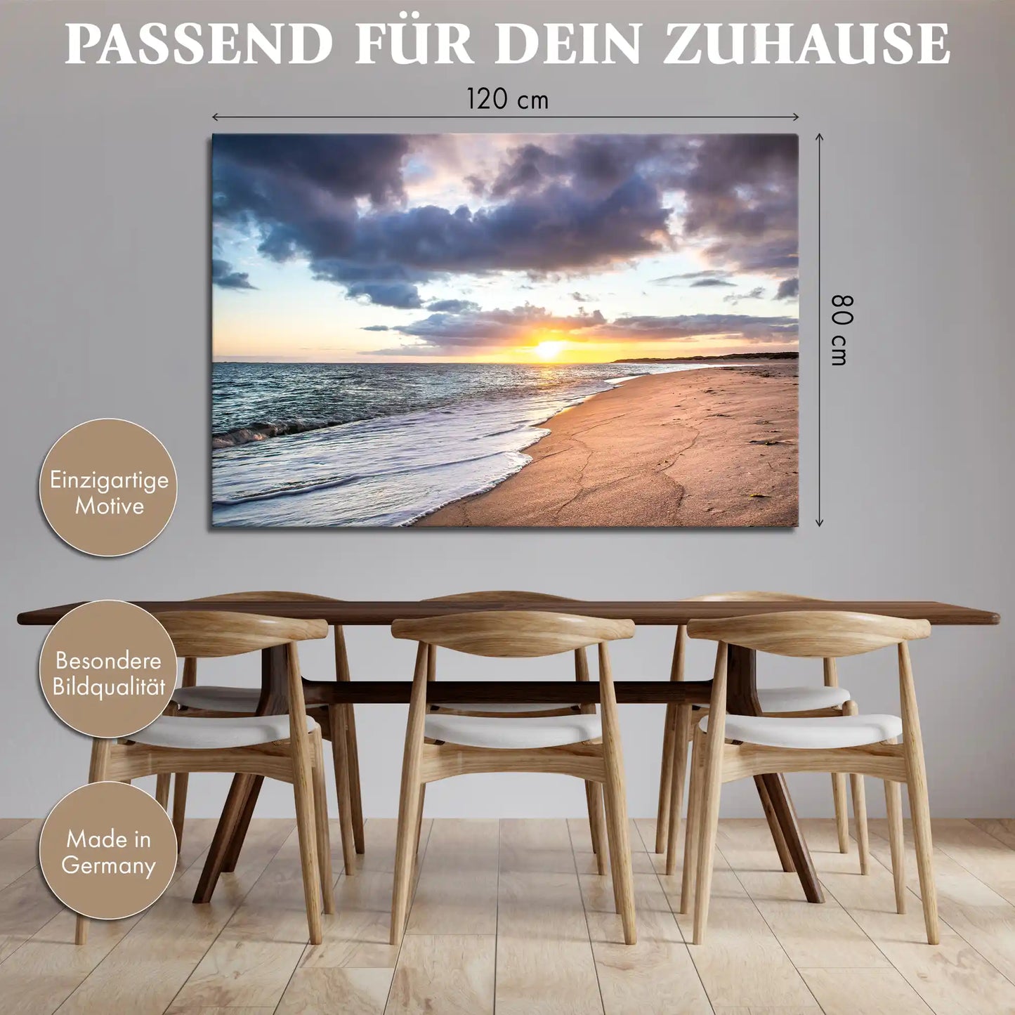 Leinwandbild - Leuchtendes Meer am Morgen