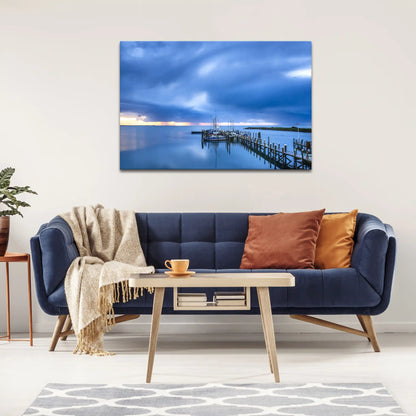 Leinwandbild - Gewitterwolken über dem Hafen