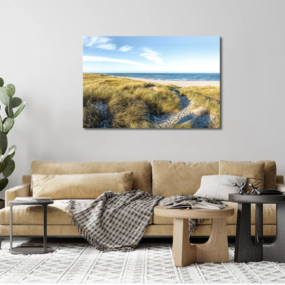 Leinwandbild - Dünenpfad zum Meer
