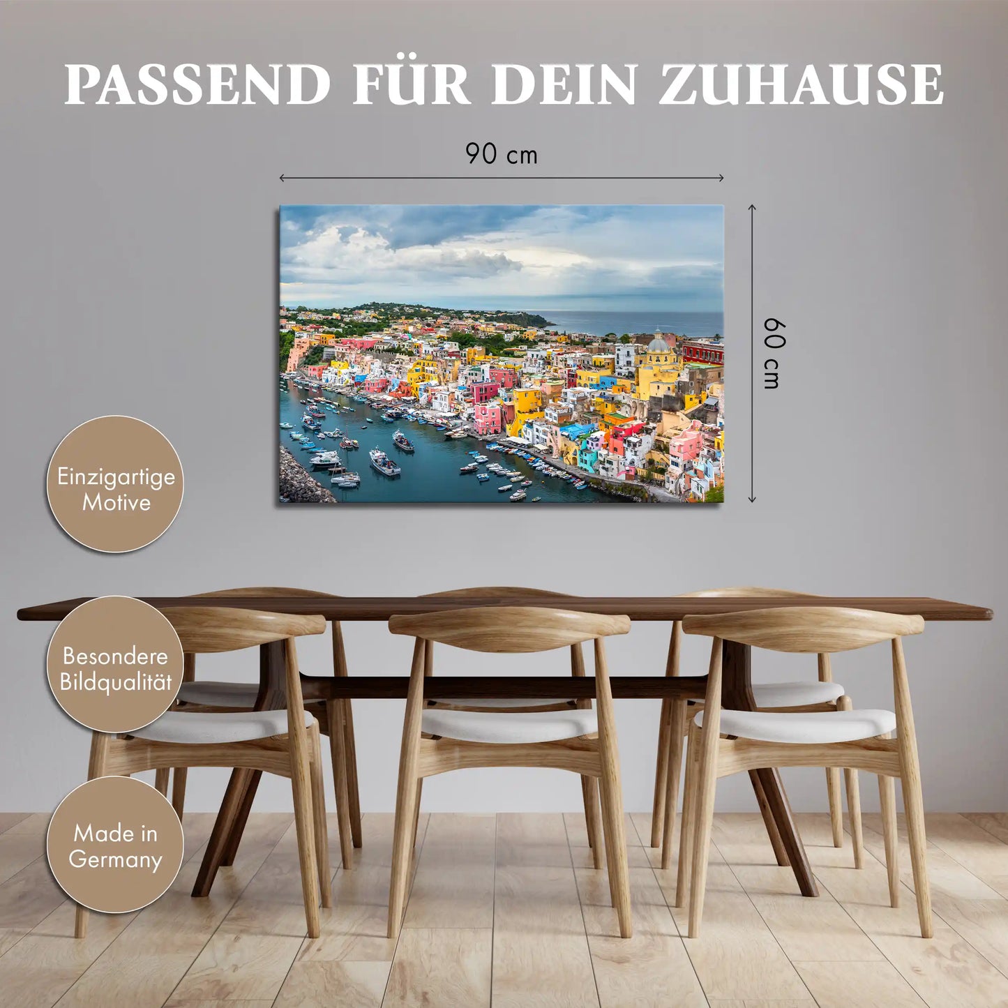 Leinwandbild - Buntes Fischerdorf
