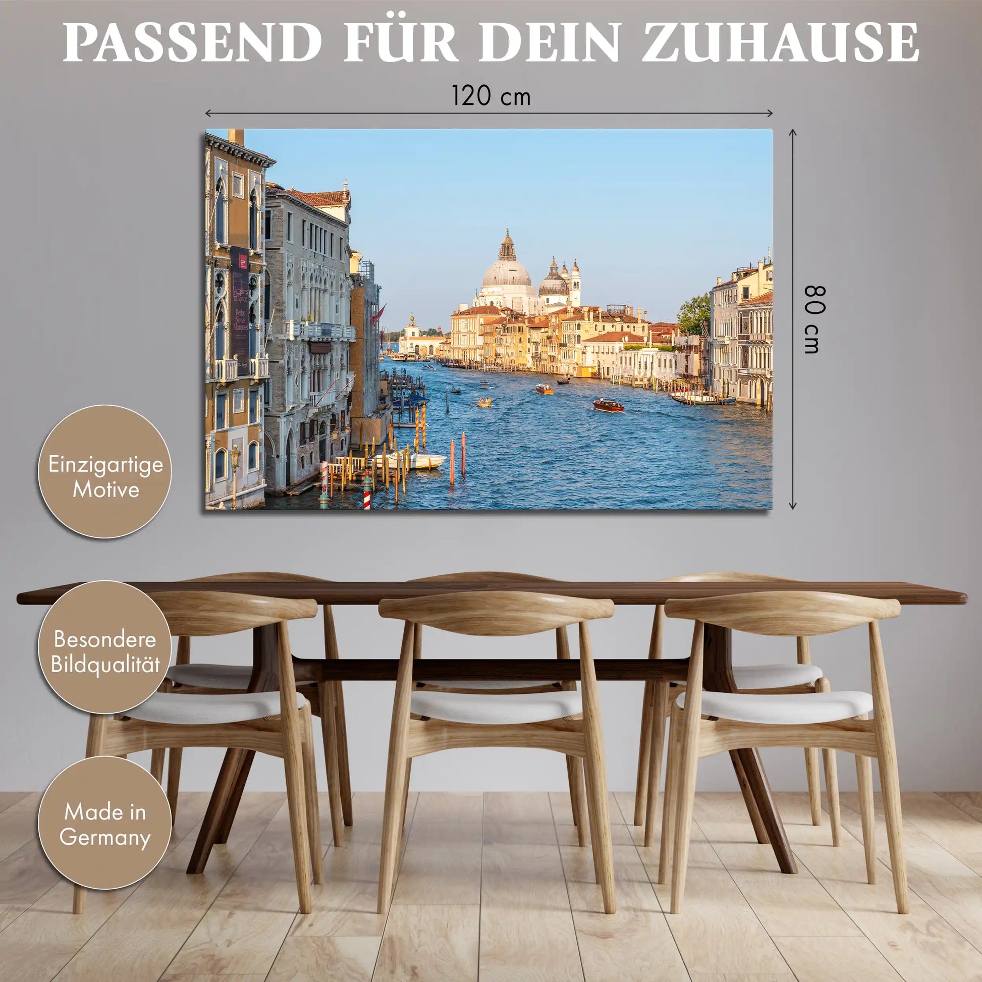 Leinwandbild mit Blick auf den Canale Grande in Venedig mit historischen Gebäuden