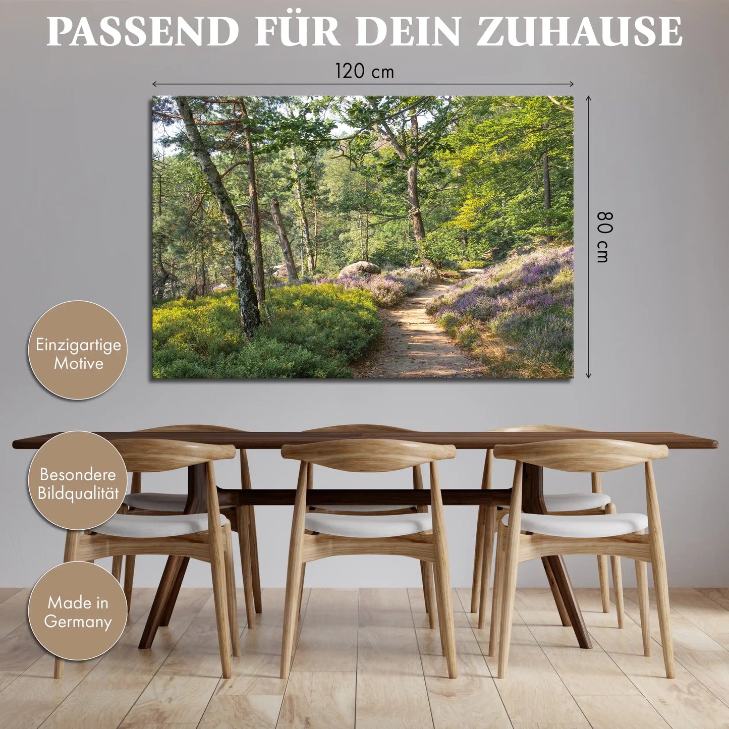 Leinwandbild - Sonnenlichter im Waldpfad