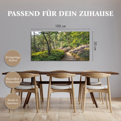 Leinwandbild - Sonnenlichter im Waldpfad