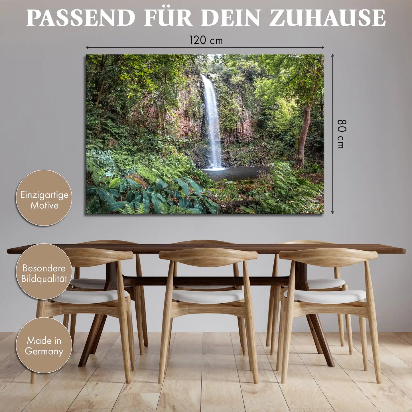 Leinwandbild - Waldlichtung am Wasserfall