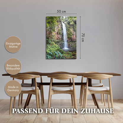 Leinwandbild - Waldlichtung am Wasserfall