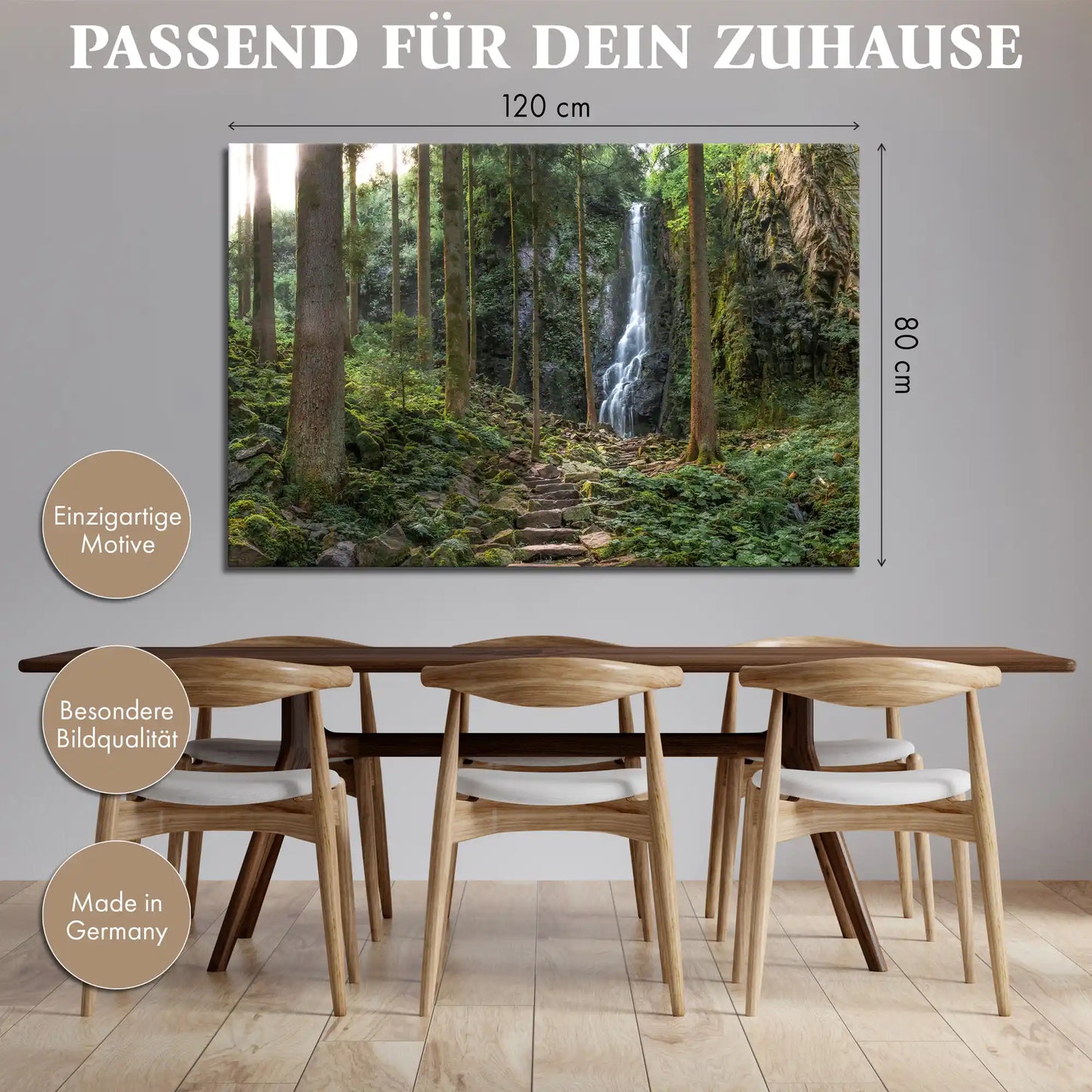Leinwandbild - Aufstieg zum Wasserfall