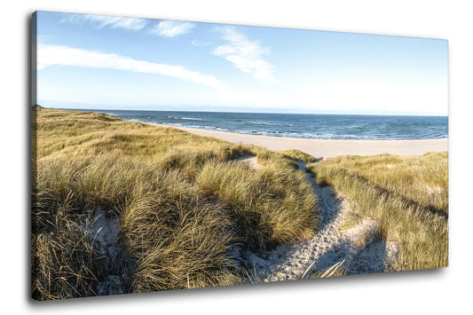 Leinwandbild goldene Düne an der Nordsee bei Sonnenaufgang