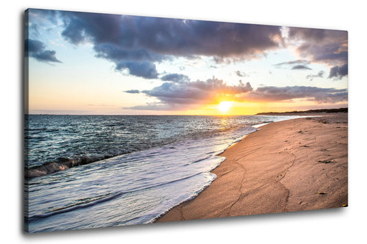 Leinwandbild Strand im Sonnenaufgang am Meer